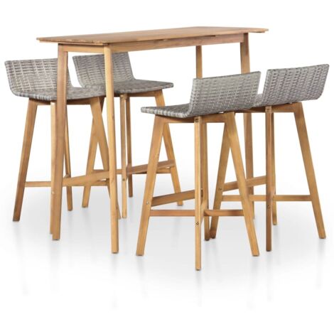 Ensemble à manger d'extérieur 5 pcs Bois d'acacia solide vidaXL