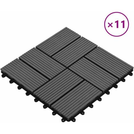 Carreau de terrasse 11 pcs WPC 30 x 30 cm 1 m² Gris vidaXL