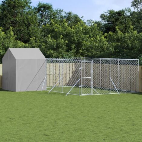 Vidaxl – Chenil d'extérieur pour chiens 6x6x2,5 m – Acier galvanisé résistant – Toit en polyéthylène étanche et UV – Porte verrouillable (1/6)