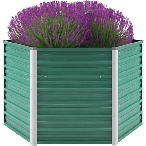 Lit surélevé de jardin Acier galvanisé 129x129x77 cm Vert vidaXL