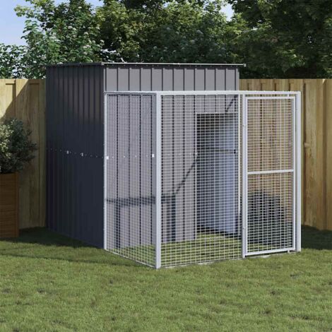 Vidaxl – Poulailler avec cour anthracite 165x251x181 cm – Acier galvanisé durable – Maille pour ventilation – Accès pratique pour vos poules