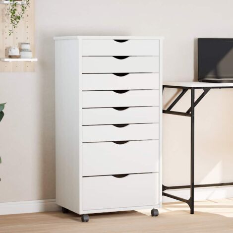 Vidaxl – Armoire roulante avec tiroirs MOSS – Bois de pin massif – Grand espace de stockage – Roues flexibles pour déplacement facile