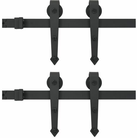 Kit de matériel pour porte coulissante 2 x 183 cm Acier Noir vidaXL