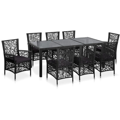 Salon de jardin au style contemporain Noir 190x90x75 cm (1/10)