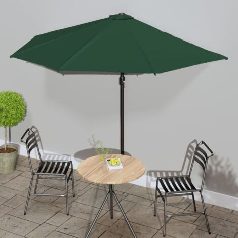 Parasol de balcon avec mât en aluminium Vert 300x155 cm Demi vidaXL