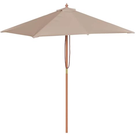 Vidaxl – Parasol droit 150x200 cm taupe – Mât en bois 38 mm – Tissu polyester anti-UV – Système à poulie – 6 nervures pour stabilité