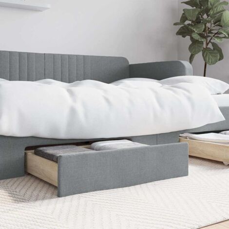 Tiroirs de lit 2 pcs gris clair bois d'ingénierie et tissu vidaXL (1/6)