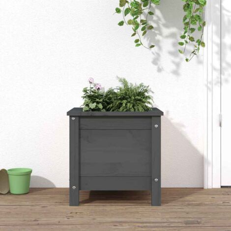 Jardinière gris 40x40x39 cm bois massif de pin vidaXL (1/5)