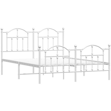 Cadre de lit métal sans matelas et pied de lit blanc 150x200 cm vidaXL (1/5)