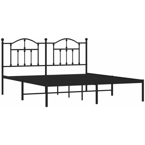 Cadre de lit métal sans matelas et tête de lit noir 160x200 cm vidaXL (1/5)