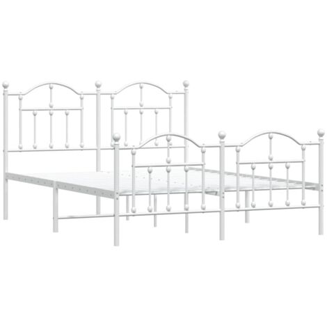 Cadre de lit métal sans matelas et pied de lit blanc 135x190 cm vidaXL (1/5)