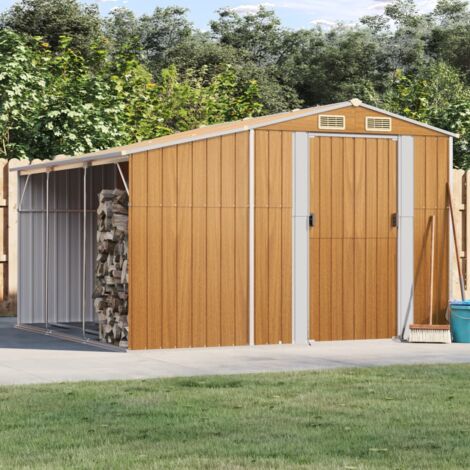 Vidaxl – Abri de jardin métal marron clair 277x279x179 cm – Acier galvanisé résistant à la corrosion – Ventilation optimale avec 4 bouches d'aération