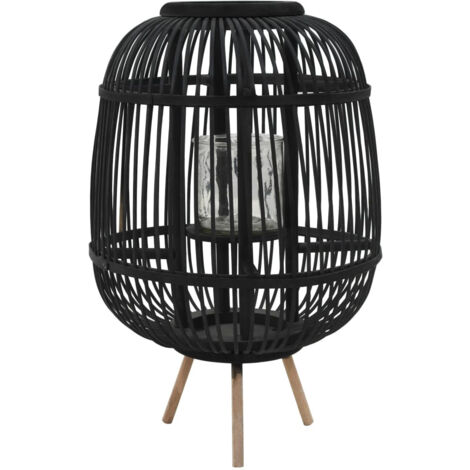 Bougeoir dur pieds Bambou Noir vidaXL (1/4)