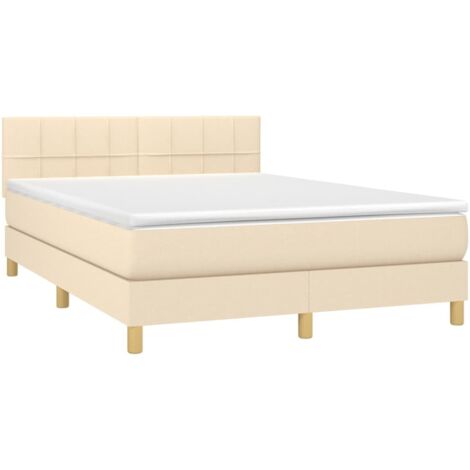Sommier à lattes de lit avec matelas Crème 140x190 cm Tissu vidaXL (1/5)