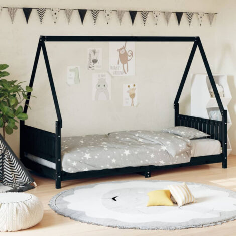 Cadre de lit pour enfants noir 90x190 cm bois de pin massif vidaXL