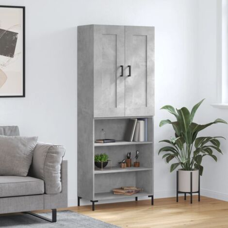 Buffet haut Gris béton 69,5x34x180 cm Bois d'ingénierie vidaXL