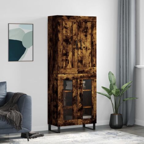 Buffet haut Chêne fumé 69,5x34x180 cm Bois d'ingénierie vidaXL