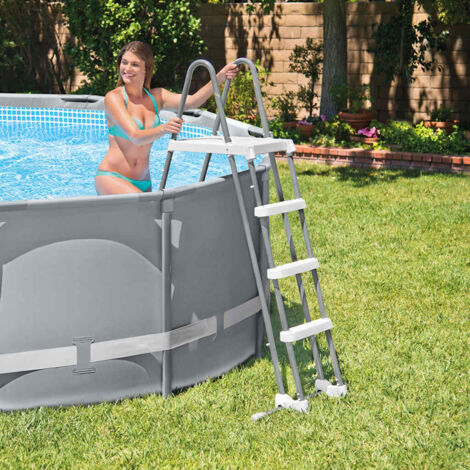 Intex Échelle Double Sécurité Pour Piscine - 107 Cm - Gris - Marches Amovibles