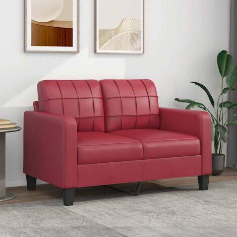 Vidaxl – Canapé convertible 2 places rouge bordeaux 120 cm – Similicuir durable – Cadre métal robuste – Confort optimal (1/6)