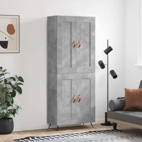 Buffet haut Gris béton 69,5x34x180 cm Bois d'ingénierie vidaXL (1/5)