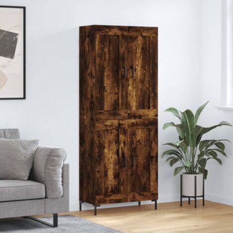 Buffet haut Chêne fumé 69,5x34x180 cm Bois d'ingénierie vidaXL (1/5)