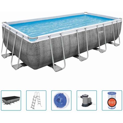 Bestway – Piscine tubulaire rectangulaire 549x274x122 cm – Parois renforcées en Tritech – Capacité 14812 litres – Installation rapide et facile