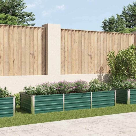 Vidaxl – Lit surélevé de jardin en acier galvanisé 240x80x45 cm – Résistant aux intempéries – Fond ouvert pour plantation facile – Couleur verte (1/8)