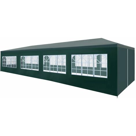 Vidaxl – Tente de réception 3x12 m vert – Structure acier résistante à la rouille – Résistante aux UV et à l'eau – Panneaux latéraux avec fenêtres décoratives