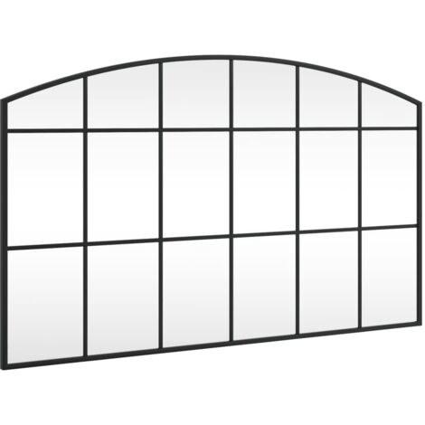 Vidaxl – Miroir mural noir 100x60 cm en verre – Design arche – Cadre en fer durable – Image claire pour décoration intérieure