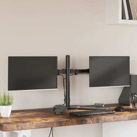 Vidaxl – Support de moniteur double réglable en acier noir – VESA 75/100 mm – Capacité de charge 10 kg – Pour écrans 33-68 cm
