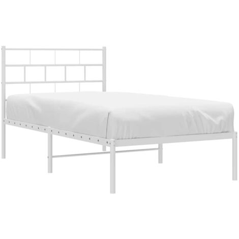 Cadre de lit métal sans matelas et tête de lit blanc 100x190 cm vidaXL (1/5)