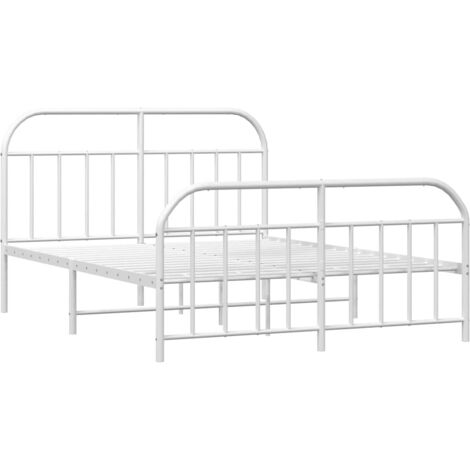 Cadre de lit métal sans matelas et pied de lit blanc 150x200 cm vidaXL (1/5)
