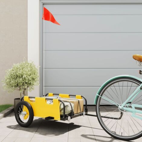 Remorque de vélo jaune tissu oxford et fer vidaXL