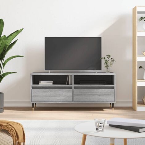 Meuble TV sonoma gris 100x34,5x44,5 cm bois d'ingénierie vidaXL (1/5)