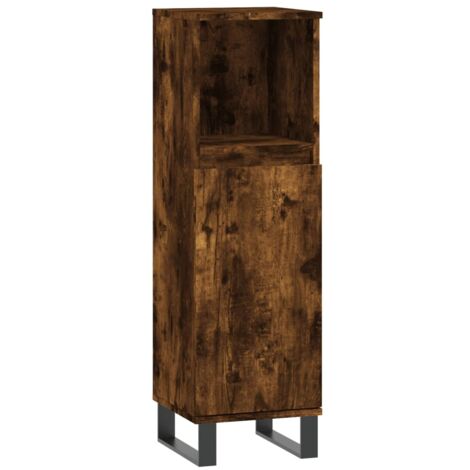 Armoire de bain chêne fumé 30x30x100 cm bois d'ingénierie vidaXL