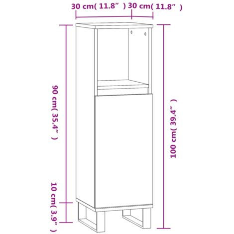 Armoire de bain chêne fumé 30x30x100 cm bois d'ingénierie vidaXL