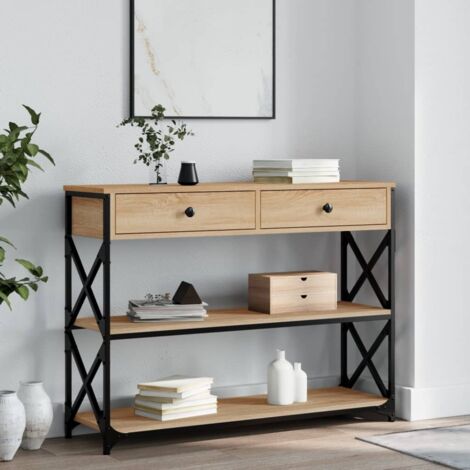 Vidaxl – Table console chêne sonoma 100x28x75 cm – Bois d'ingénierie résistant à l'humidité – Cadre métal avec barres transversales en X