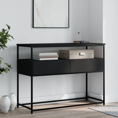 Vidaxl – Table console noire 100x40x75 cm – Bois d'ingénierie et métal – Design moderne avec pieds réglables pour stabilité – Assemblage requis (1/6)