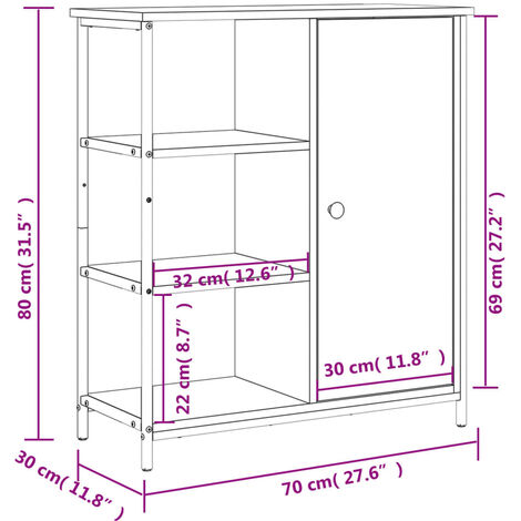 Buffet chêne fumé 70x30x80 cm bois d'ingénierie vidaXL