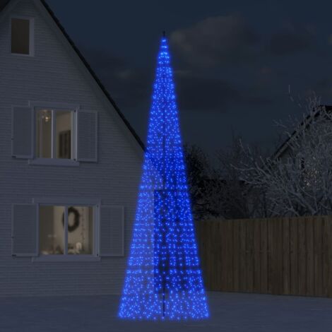 Sapin de Noël à LED sur mât de drapeau 1534 LED bleu 500 cm vidaXL