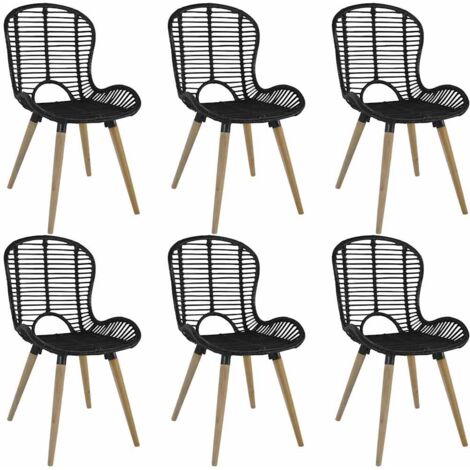 Chaises à manger lot de 6 noir rotin naturel vidaXL (1/5)