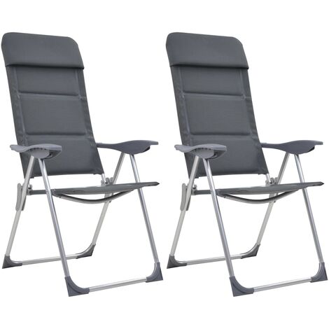 Chaise de camping lot de 2 Gris 58x69x111 cm Aluminium vidaXL (1/6)