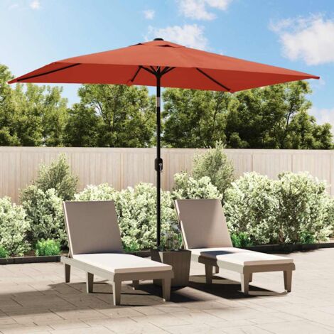 Vidaxl – Parasol droit 300 x 200 cm en polyester anti-UV – Mât en acier incliné – 6 nervures pour stabilité – Orifice de ventilation inclus
