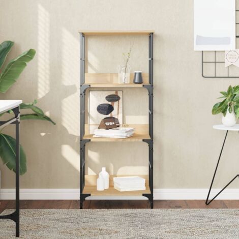 Vidaxl – Bibliothèque chêne sonoma 50x33x117,5 cm – Bois d'ingénierie – 3 étagères – Style industriel – Résistance à l'humidité