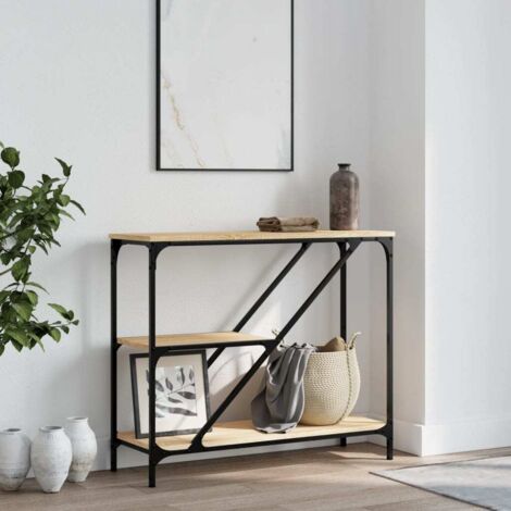 Table console chêne sonoma 88,5x30x75 cm bois d'ingénierie vidaXL
