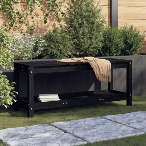 Banc de jardin noir 108x35x45 cm bois massif de pin vidaXL (1/5)