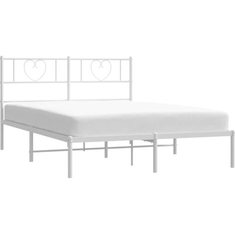 Cadre de lit métal sans matelas et tête de lit blanc 135x190 cm vidaXL (1/5)