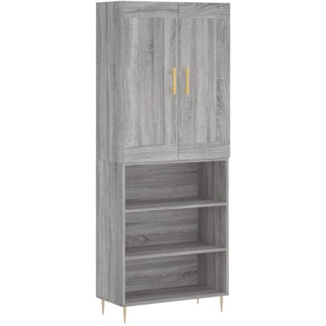 Buffet haut Sonoma gris 69,5x34x180 cm Bois d'ingénierie vidaXL (1/5)