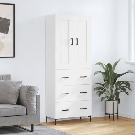 Buffet haut Blanc 69,5x34x180 cm Bois d'ingénierie vidaXL