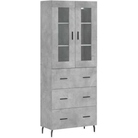 Buffet haut Gris béton 69,5x34x180 cm Bois d'ingénierie vidaXL (1/5)